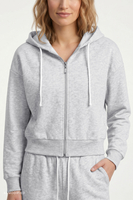 Vivisence Cropped Cotton Hoodie Zip Up Sweatshirt for Women, szary melanż