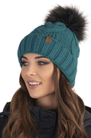 Vivisence Damen Winter Set Bommelmütze Loop Schal Handschuhe Warm Elegant, dunkeltürkis