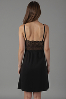 Vivisence Women’s Chemise Nightdress Satin Lace Comfort Fit Silhouette 2041, Black