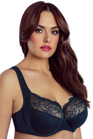 Vivisence Women Half Padded Lace Bra Adjustable Straps Underwire Support Decorative Bow Elegant Lingerie, green