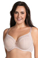 Vivisence Damen Buegel BH Mit Spitze Und Mesh Komfortabler Halt Angenehme Passform Und Feminines Dekollete, Beige