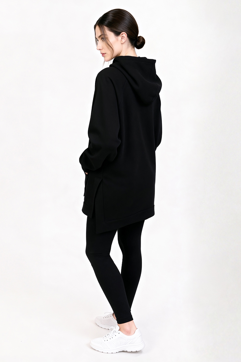 Vivisence Femme Ensemble Legging Et Sweat À Capuche Coton Élasthanne Confort, noir