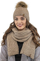 Vivisence Wintermütze mit Bommel Damen Warmes Ideal Für Kalte Wintertage 7016, beige