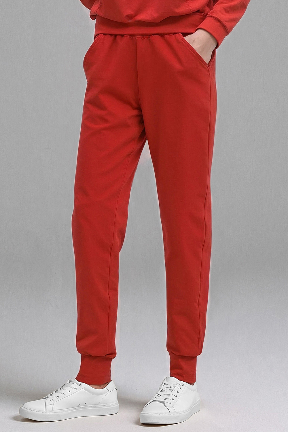 Vivisence Femme Pantalon Survêtement Coton Coupe Ample Confort Quotidien 9103, rouge