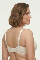 Vivisence Women’s Underwire Lace Bra, Soft Floral Lace Everyday Bra with Adjustable Straps and Smooth Microfibre Back, ecru