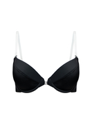 Vivisence Damen Push Up BH Rueckenfrei Mit Silikonband Abnehmbaren Traegern Komfortabler Halt Fuer Abendkleider Und Offene Ruecken, Schwarz