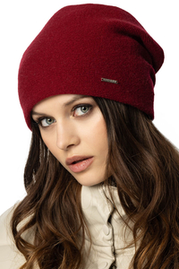 Vivisence Bonnet Femme En Laine Plissé Doublé Polaire Confort Quotidien 7085, bordeaux