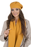 Vivisence Elegant Women's Winter Beret And Scarf Set Made Of Warm Thick And Soft Fabric With Wool Blend For Ladies Ideal For Cold Winter And Autumn Days, honey