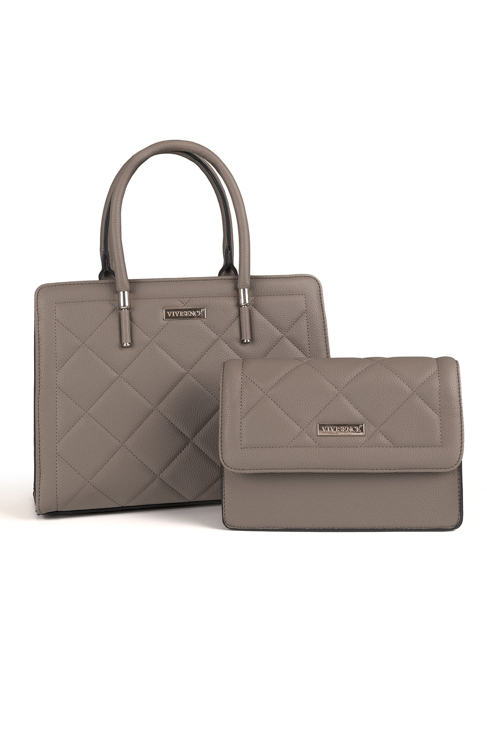 Vivisence Handtaschen Damen Set 2in1 Umhängetasche, Grau