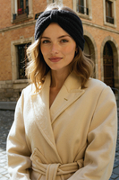 Vivisence Femme Bandeau Tricot Doux Avec Nœud Torsadé Confort Et Chaleur, noir