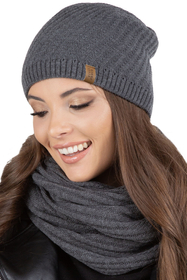 Vivisence Bonnet Femme Coupe Longue Tricoté En Fil Chaud Pour L’Automne 7017, gris foncé