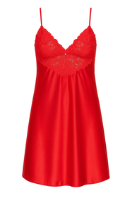 Vivisence Women Satin Nightdress With Lace Detail Adjustable Straps 2038, Red