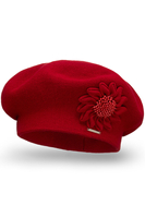 Vivisence Women's Winter Beret Autumn Warm With Delicate Detail 7048, red