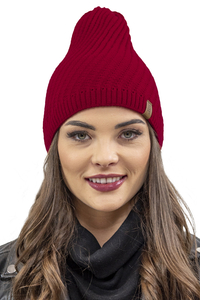 Vivisence Women's Winter Hat Extended Cut With Warm Yarn Autumn 7017, red
