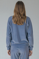 Vivisence Damen Sportbluse Sweatshirt Mit Rundhalsausschnitt Aus Velourstrick Mit Strickbündchen Und Langem Arm Lockerer Schnitt Für Freizeit Fitness Und Alltag 9005,