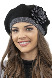 Vivisence Women's Winter Beret Autumn Warm With Yarn Blend 7049, black