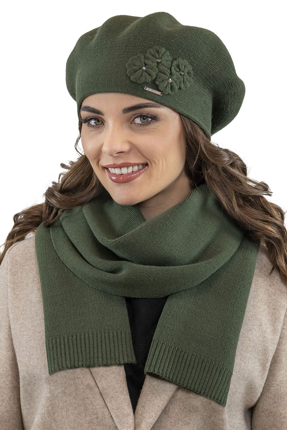 Vivisence Winter Scarf With Decorative Tie For Cold Days 7104, green