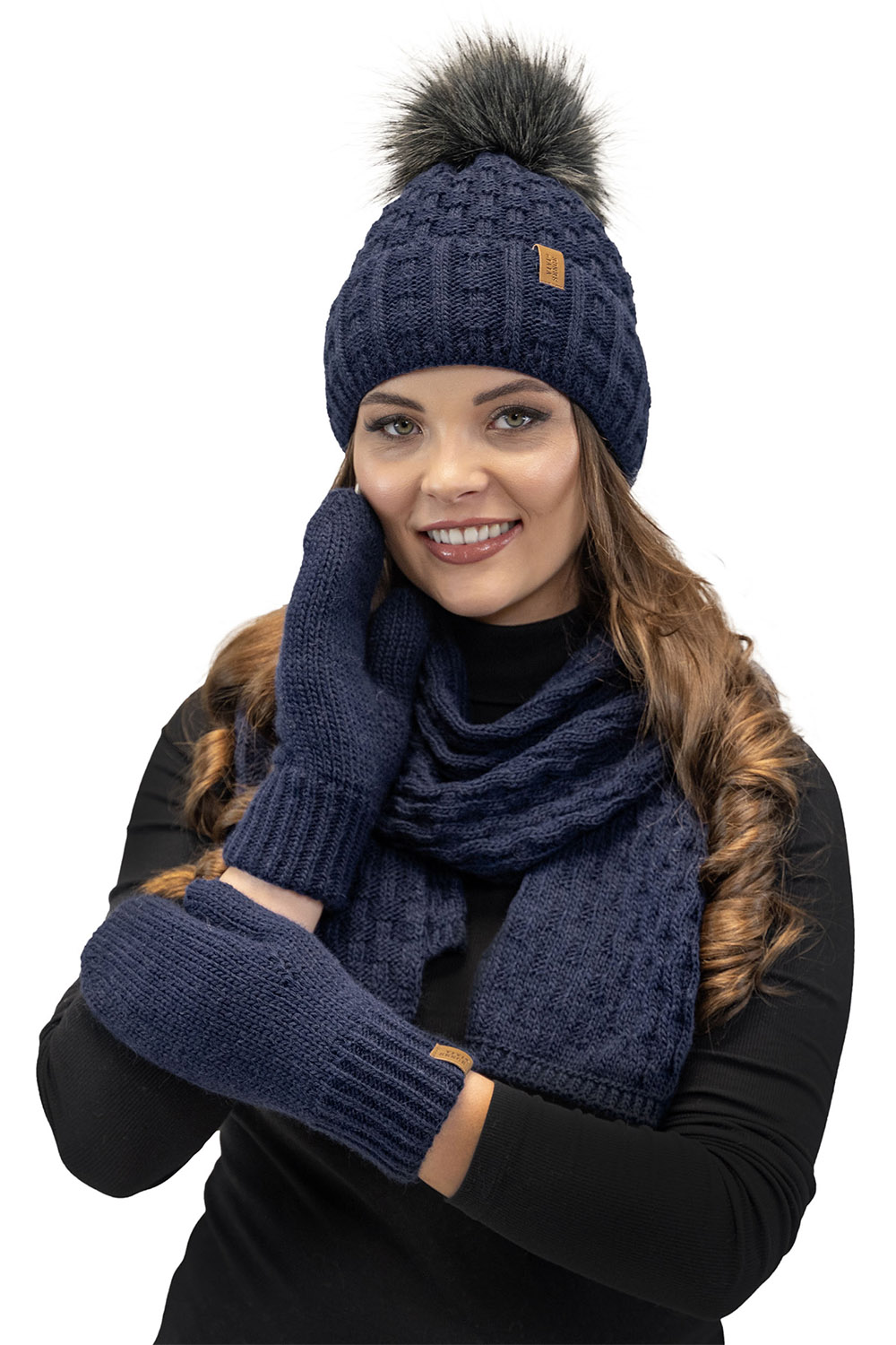 Vivisence Women's Winter Scarf Soft And Warm For Cold Days 7015S, dark blue
