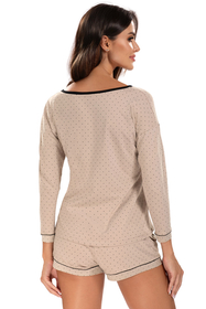 Vivisence Dame Schlafanzug 2-teiliges Set Pyjama Bluse Shorts Gemustert Tupfen 2022,