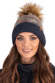 Vivisence Bonnet À Pompon Femme En Fil Chaud Avec Effet Antistatique L’Hiver 7024, bleu foncé
