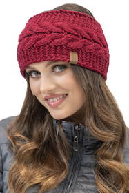 Vivisence Thick Yarn Headband For Women Winter Perfect Fit Ideal Comfort 7094, maroon