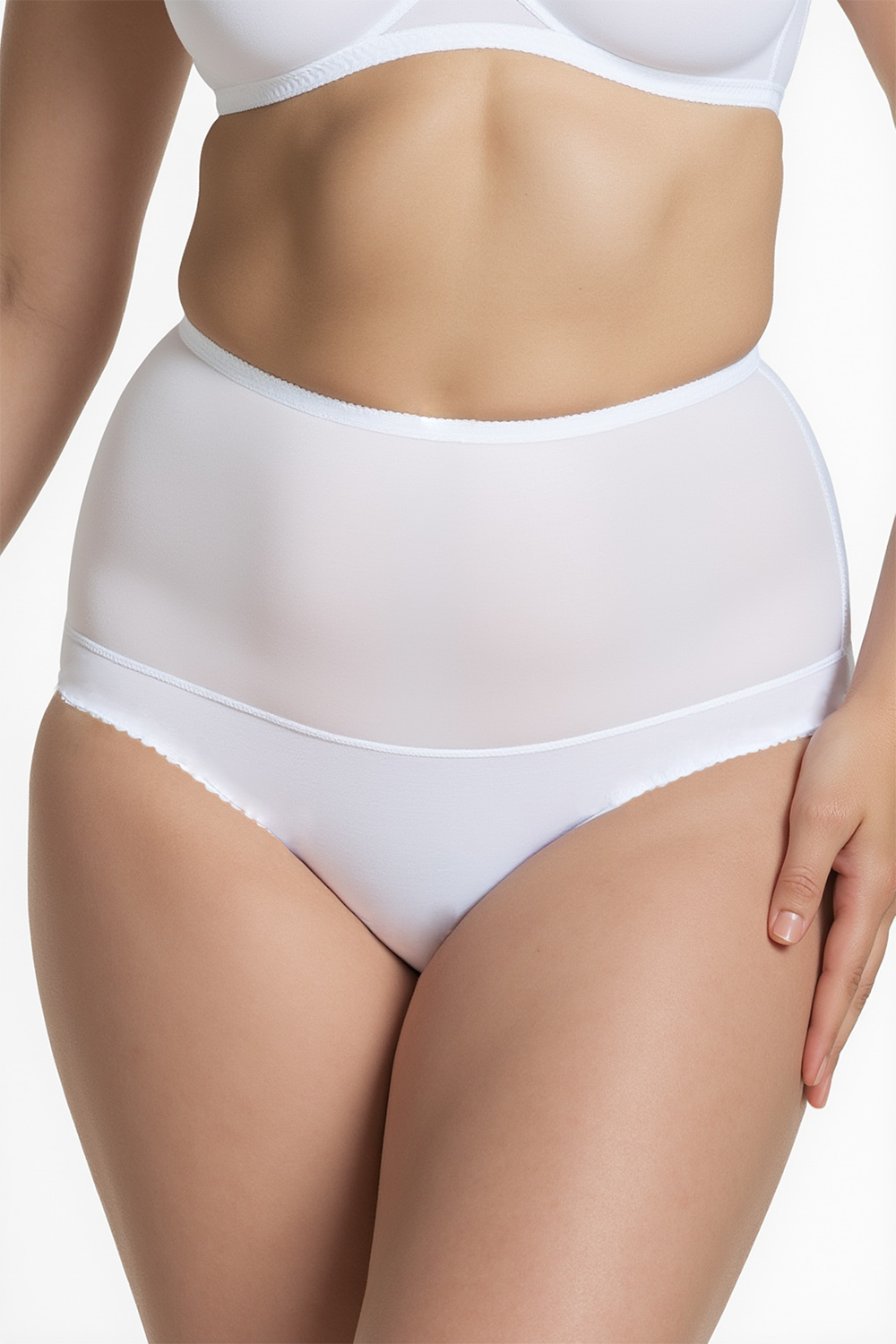 Vivisence Formslip Damen Hoher Bund Bauchkontrolle Für Glatte Silhouette, weiß