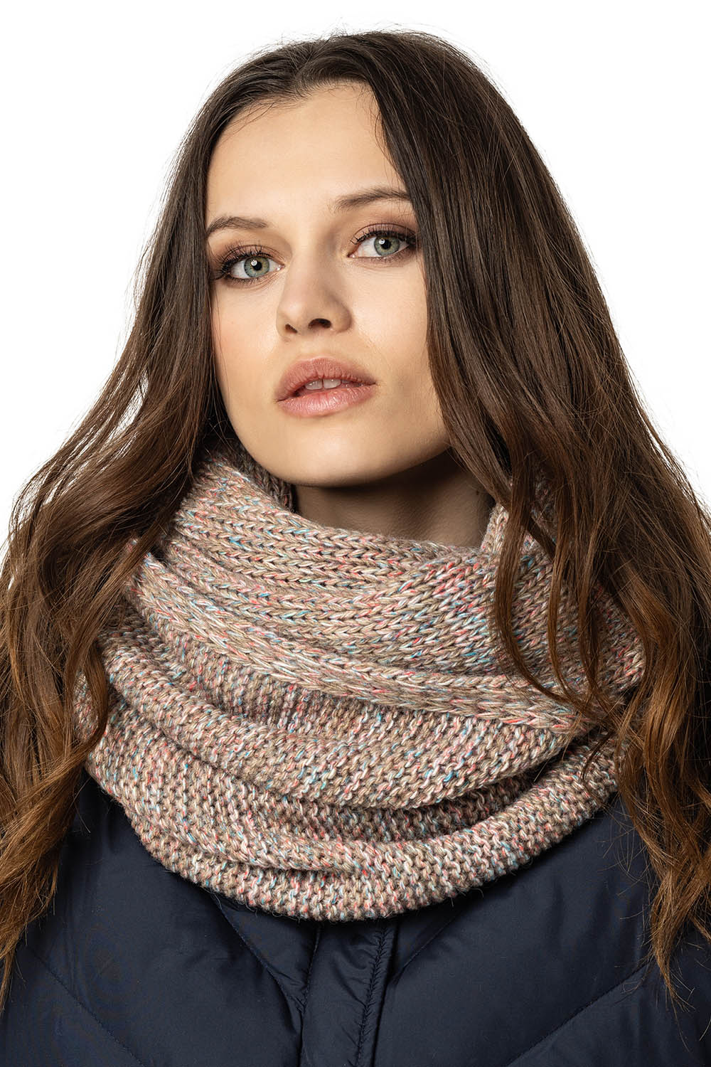 Vivisence Bonnet Femme Et Écharpe Pour L'automne et L'hiver À Pompon Cache-cou Ensemble Classique En Fils Chauds Avec Doublure En Polaire Parfait Pour Les Journées Froides 7014, brun mélange