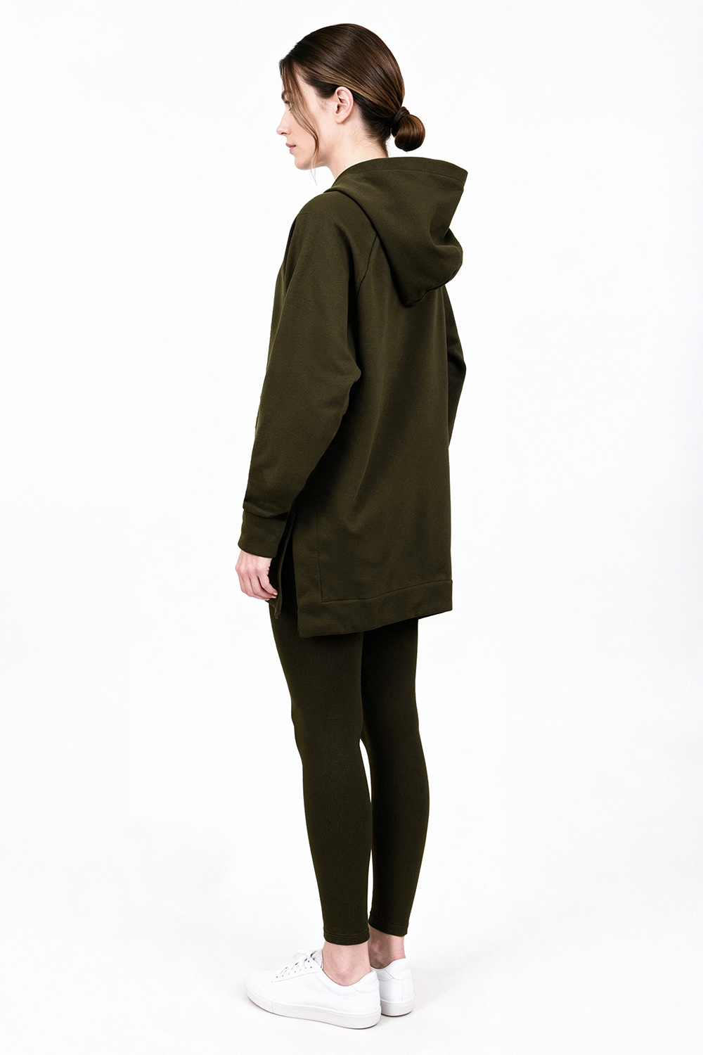 Vivisence Women Loungewear Set Hoodie and Leggings Cotton Blend Comfort Daily, Green