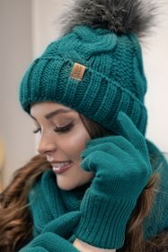 Vivisence Bonnet À Pompon Femme Chaud Et Doux Idéal Pour L’Hiver 7014, turquoise foncé