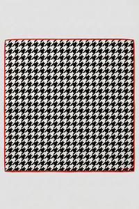 Vivisence Foulard Femme en Soie Naturelle, Carré de Soie 14 Momme, Bords Roulottés à la Main, Motif Pied-de-poule Noir/Blanc, Noir/Blanc/Pied-de-poule