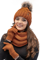 Vivisence Bonnet À Pompon Femme Chaud Et Doux Idéal Pour L’Hiver 7014, orange