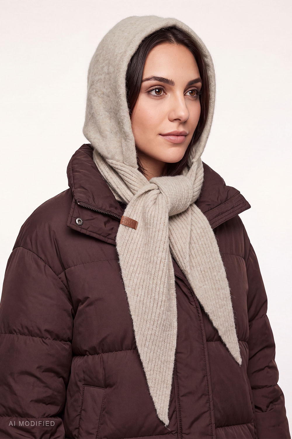 Vivisence Femme balaclava nouée devant ajustement parfait, beige