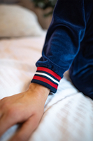 Vivisence Robe Cotton with Zipper Fastening and Cuffed Sleeves 5018, dark blue-red