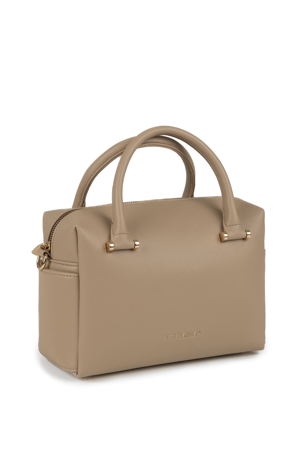 Vivisence Femme Sac À Main Zippé Avec Bandoulière Amovible Pour Le Quotidien, beige