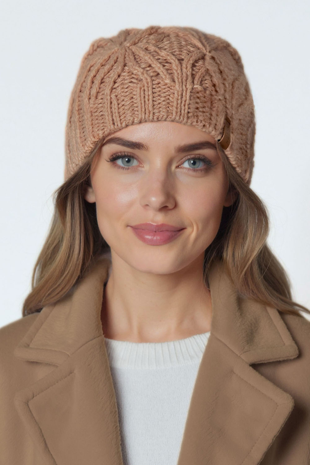 Vivisence Femme Bonnet Hiver Laine Agneau Maille Fantaisie Chaleur Confort, beige