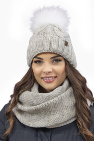 Vivisence Écharpe Tube Tricotée Femme Chaude Et Confortable Pour L’Hiver 7103, beige mélange