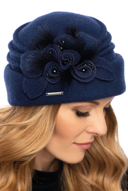 Vivisence Bonnet Femme Hiver Avec Perles Toque En Laine Fait Main Chaud 7058, bleu foncé