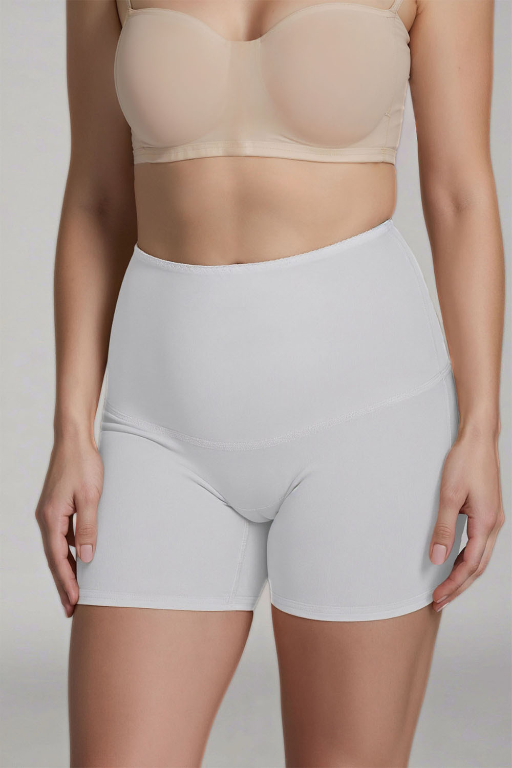 Vivisence Bermuda Culotte Femme Taille Haute Silhouette Parfaite Affinée 4102, blanc