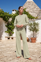 Vivisence Femme Sweat Col Rond Maille Douce Confort Toute La Journée, olive