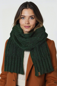Vivisence Women Winter Scarf Lambswool Cotton Blend Cozy Warmth For Cold Days, Green