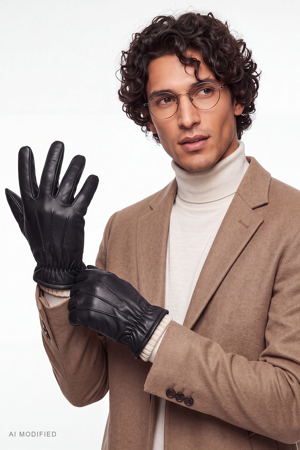 Vivisence gants homme cuir doublure laine, noir