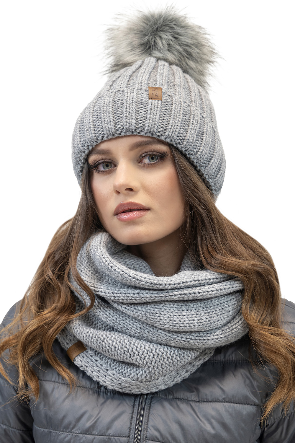 Vivisence Damen Bommelmütze Winter Fleecefutter Bommel Perfekte Passform 70100, hellgrau