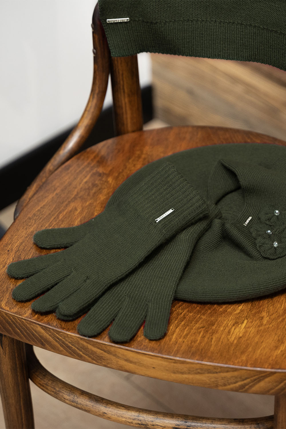 Vivisence Damen Handschuhe Winter Aus Warmem Garn Perfekt für Kalte Tage 7204, grün