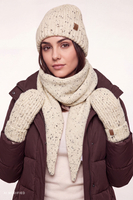 Vivisence Damen Beanie gerippt mit Umschlag weich und warm, cremig
