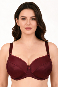 Vivisence Soft Bra Adjustable Straps Raises and Rounds the Breasts 1085, burgundy