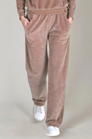 Vivisence Women's Velour Sweatpants Jogging Bottoms Loose Sports Trousers With Side Pockets Elastic Waistband Loungewear Soft Casual Comfortable Bottoms, Beige