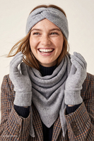 Vivisence Damen Winterset Stirnband Schal Handschuhe weiches Strickmaterial, grau