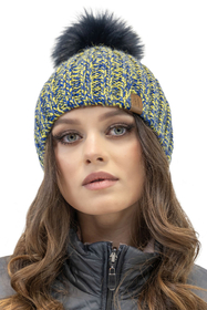 Vivisence Bonnet Et Écharpe Pour Femme L'Automne Et L'Hiver Tricoté Avec Un Gros Pompon Et Une Longue Chaude En Fil Épais Doublé De Polaire Douce Pour Les Froides Journées D'Hiver 7086Kmpl, jaune
