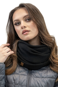 Vivisence Stylish Winter Set Cap with Eco-Friendly Pom-Pom and Extended Back for Secure Fit Double-Folded Knitted Bottom Matching Snood Scarf Perfect for Cold Winter Days, Black