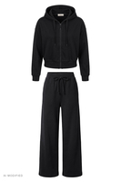 Vivisence Damen Jogginganzug Jacke Mit Reißverschluss für Komfort und Taschen, Schwarz